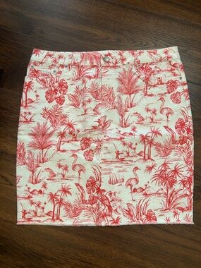 Tropical Red Print Mini Skirt - Women's Summer Pencil Skirt